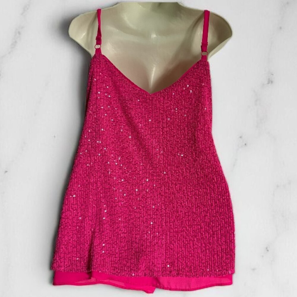 Hot Pink Torrid Sophie Sequin Swing Cami Size 0 Babydoll Y2K - Picture 2 of 6